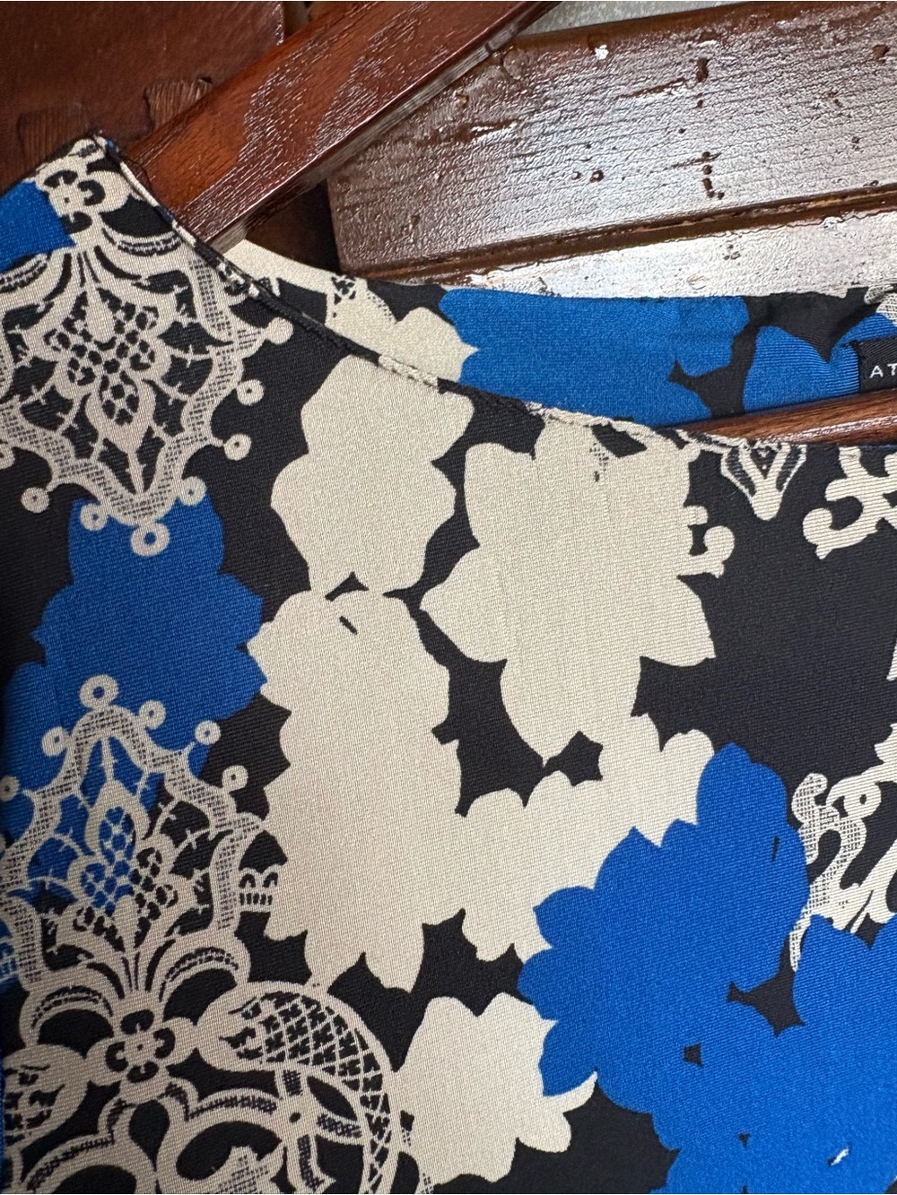 Royal Blue Floral Sheath Dress Stretch Career Wedding Guest Size 6 Office - Picture 8 of 10
